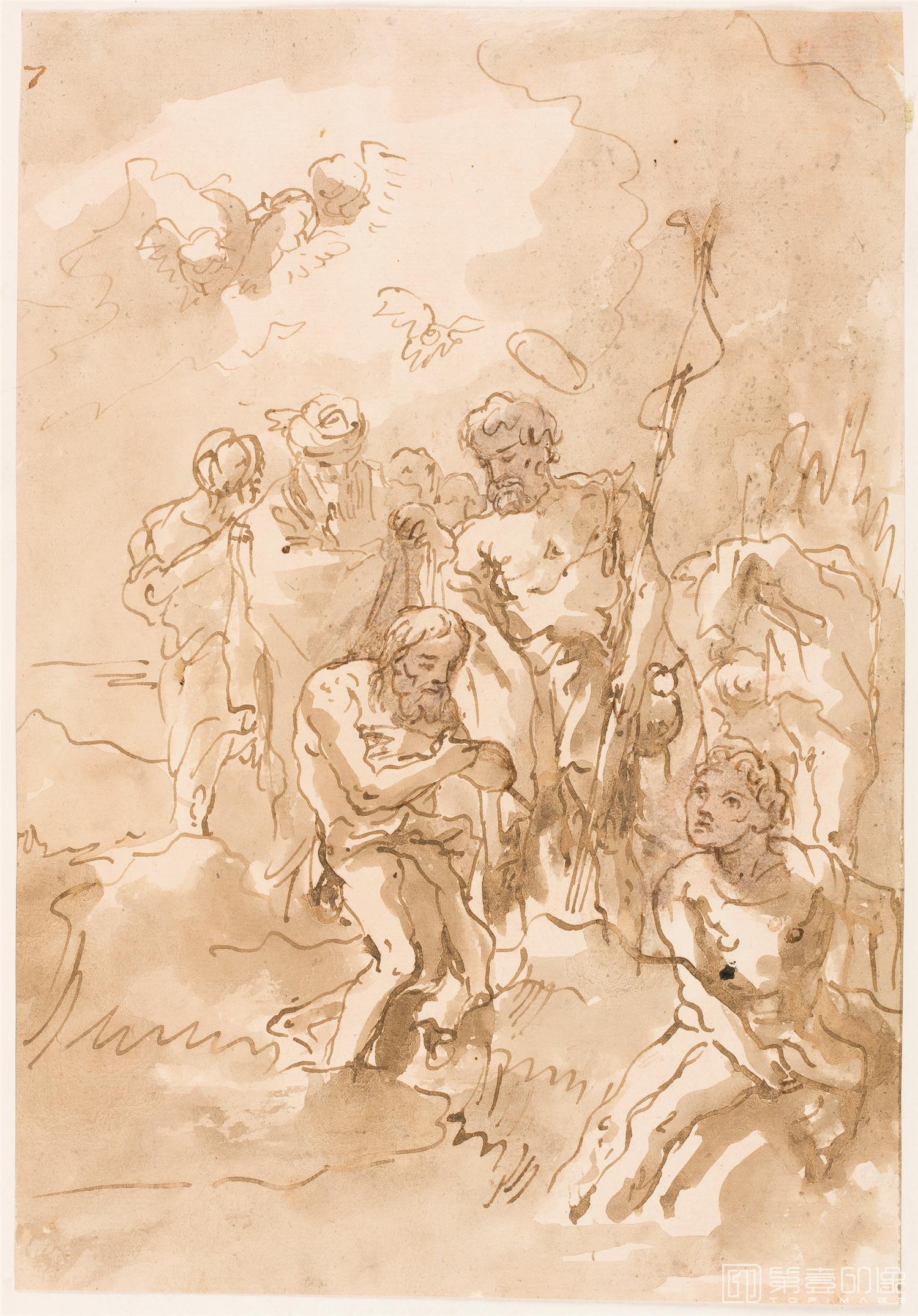 素描-西班牙普拉多美术馆素描藏画-Tiepolo-Bautismo de Cristo-1770